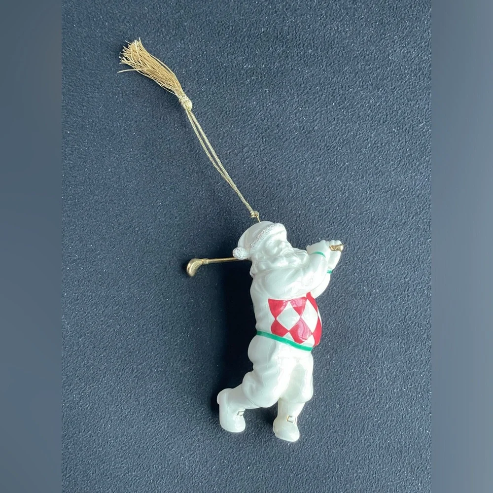 Lenox Porcelain Golfing Santa Christmas Ornament Swinging Club 1st in Series